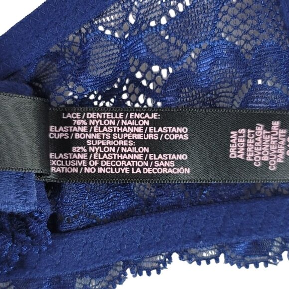 Victoria's Secret Dream Angels Perfect Coverage Bra Blue 34C Rhinestones Lined - Picture 10 of 10